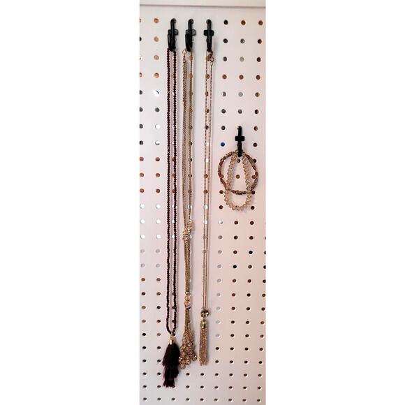 Long Beaded Necklaces Bracelets Fringe AB Crystal Glass Chain 5 Pc Lot Y2K Boho - Picture 4 of 7